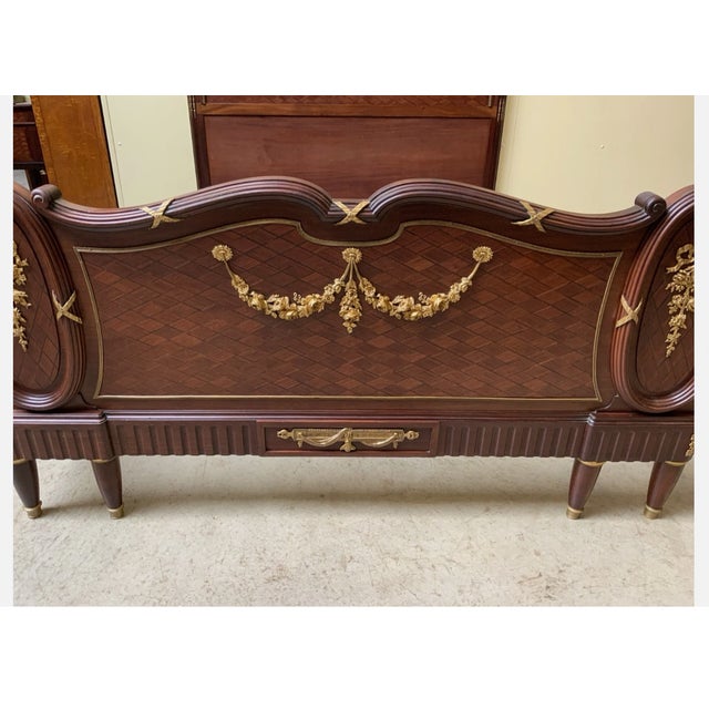 Antique Art Nouveau Ornate Bed in Fire-Gilt Bronze, 1900 For Sale - Image 6 of 10