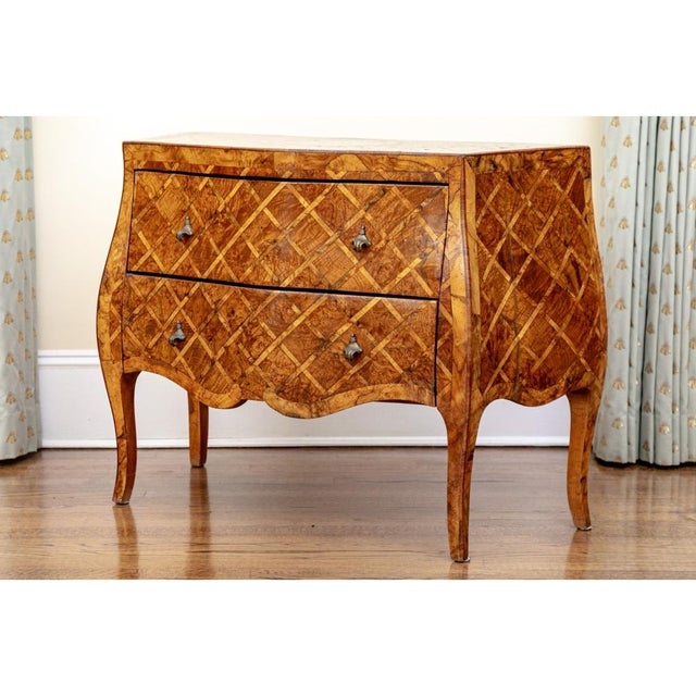 Early 20th Century Pair of Italian Rococo Style Parquetry Commodes For Sale - Image 14 of 16