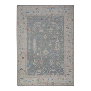 Oriental Hand Knotted Rug Turkish Antique Look Oushak 9'3" x 12'4" For Sale