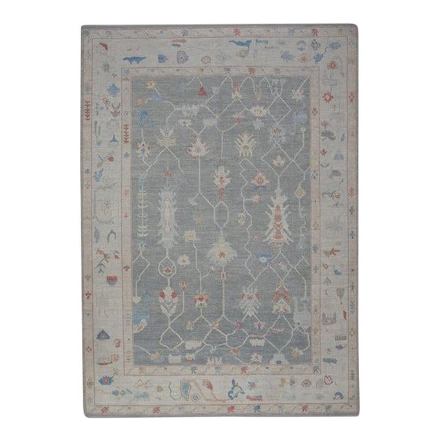 Oriental Hand Knotted Rug Turkish Antique Look Oushak 9'3" x 12'4" For Sale