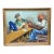 Mid 20th Century Color Block Print Signed Tromka Two Men Playing Cards For Sale