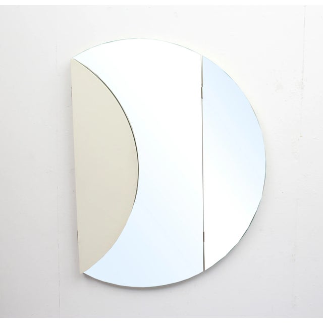 Wood Vintage Wall Folding Mirror in White, 1975 For Sale - Image 7 of 8