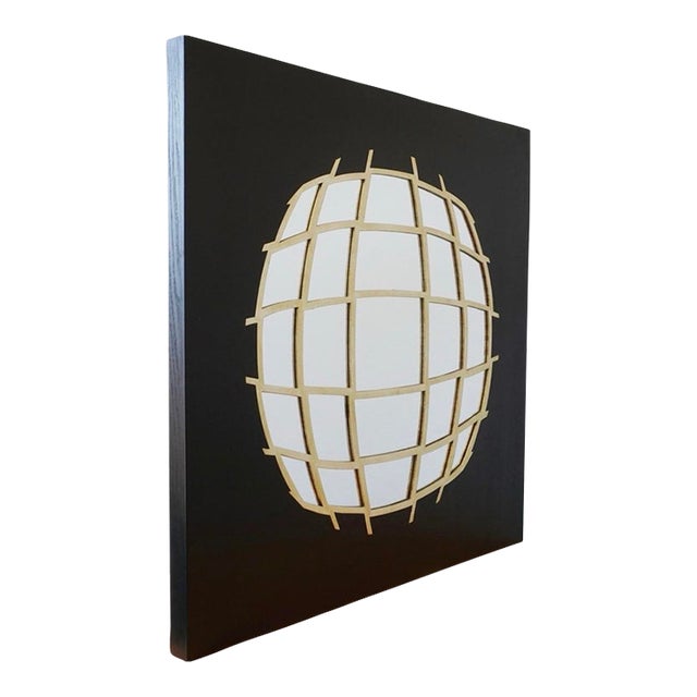 Modern Black & Gold Mirrored Globe Wall Sculpture, 2013 For Sale