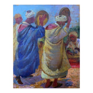 Salt and Grain Sellers, Jalal Gharbi Oil on Canvas Painting For Sale