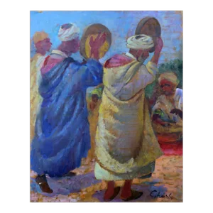 Salt and Grain Sellers, Jalal Gharbi Oil on Canvas Painting