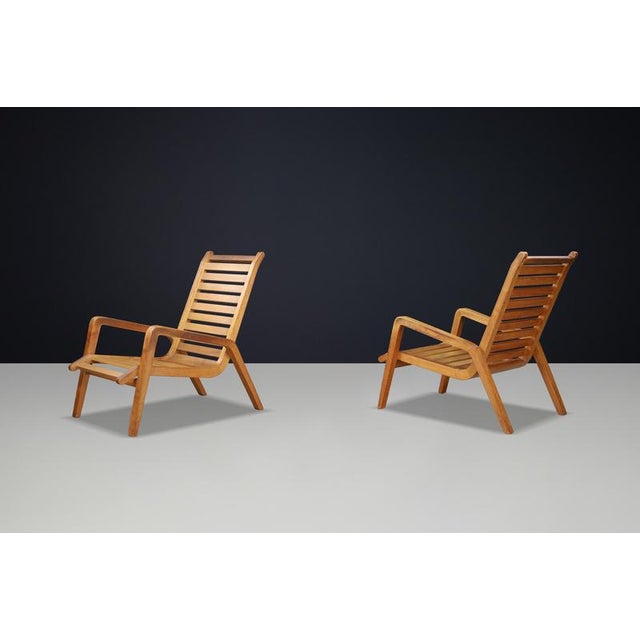 1960s Sculptural Ashwood Lounge Chairs by Jan Vaněk, 1960s, Set of 2 For Sale - Image 5 of 10