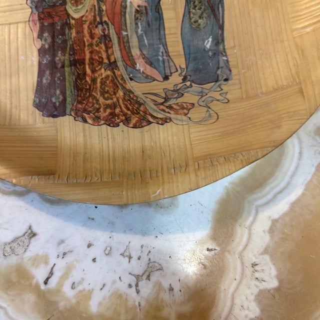 1970s Vintage Asian Style Detailed Lightweight Bamboo Plate For Sale - Image 5 of 7