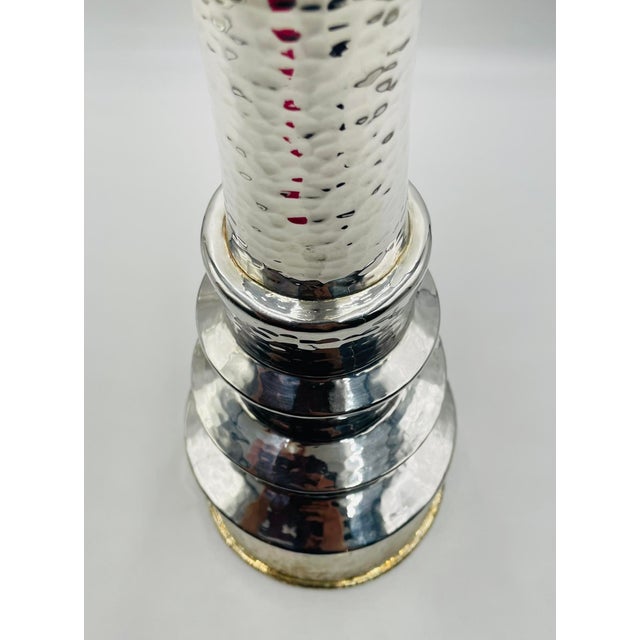 1980s Rare Emilia Castillo Sculptural Silver-Plated Vase or Candle Holder, Mexican For Sale In Los Angeles - Image 6 of 17