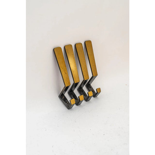 Brass Wall Hooks, 1950s, Set of 4 For Sale - Image 6 of 6