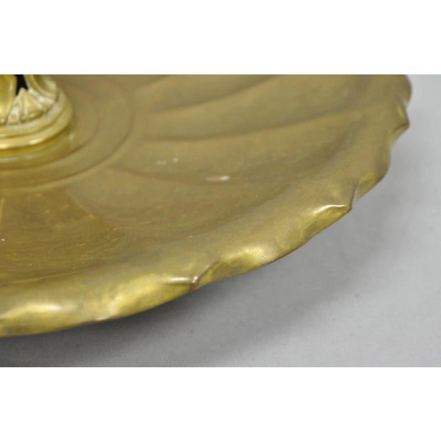 Vintage Art Nouveau Brass Figural Nude Woman Centerpiece Compote Dish Bowl For Sale - Image 11 of 18