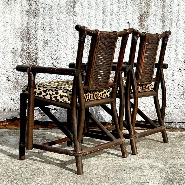 Wood Vintage Boho Rattan and Cane Chairs After Ficks Reed - A Pair For Sale - Image 7 of 11