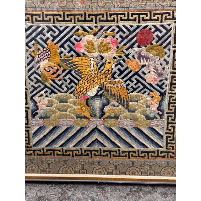 Gold Chinese Qing Dynasty Embroidered Fifth Rank Badge For Sale - Image 8 of 12