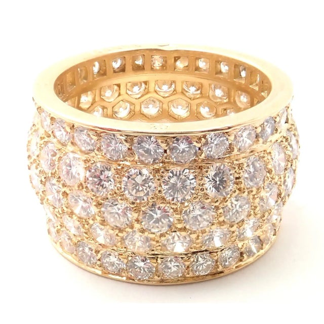 Cartier Nigeria 18k Yellow Gold Diamond Wide Band Ring Size 53 For Sale - Image 10 of 12