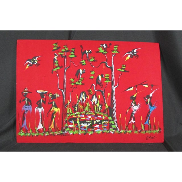 African Red & Black Artworks, 1950s , Set of 4 For Sale - Image 9 of 14