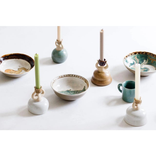 Figurative Woman Ceramic Candlestick Holder White For Sale - Image 6 of 12