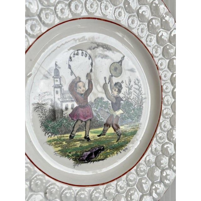 Mid 19th Century Antique Jb Cappellemans Pearlware Child’s Plate, Children Playing 1847-1870 For Sale - Image 5 of 10