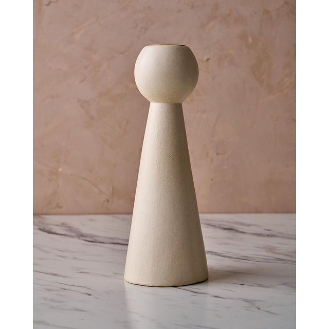2020s Sculptural Quintet of Ceramic Candle Holders by Lostine in Matte White For Sale - Image 5 of 11