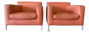 1990s B & B Italia "Harry" Pink Club Chairs- Set of 2