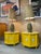 1970s 1970s Yellow and White Round Travertine Top Side Tables or Nightstands With Storage For Sale - Image 5 of 12