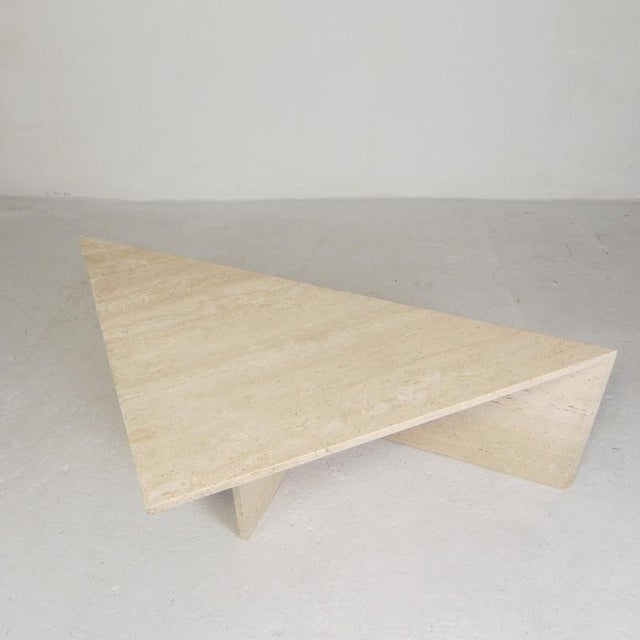 Stone Mid-Century Travertine Coffee Table with Triangular Top, 1970s For Sale - Image 7 of 18
