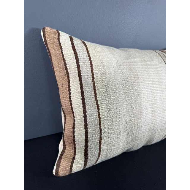 Contemporary Turkish Hemp Pillow Cushion Natural Beige Brown Pillow Cushion Cover 16 "x 24" For Sale - Image 3 of 4