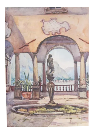 1905 Original Italian Print - Italian Travel Colour Plate - the Loggia, Villa Pliniana, Lago Di Como