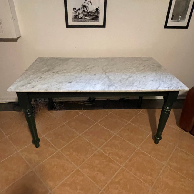 Arhaus Marble Dining Table With Green Base Chairish