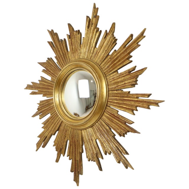 Large Sunburst Gold Leaf Sun Mirror by Deknudt, 1960s For Sale - Image 13 of 18