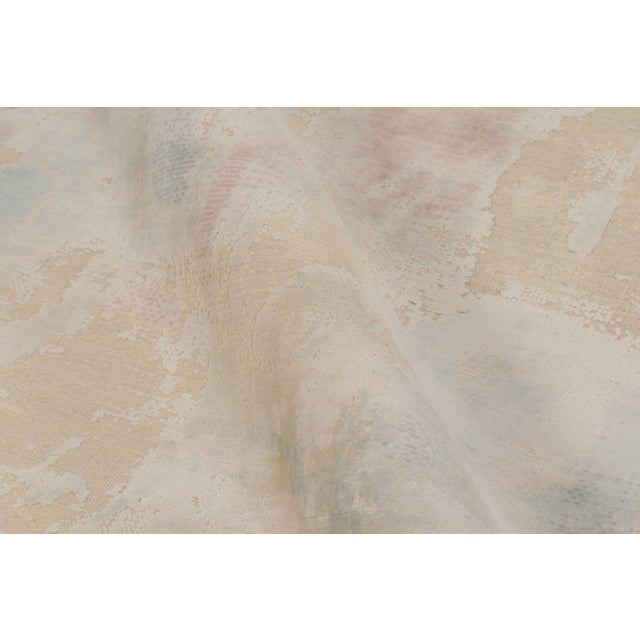Textile Rug & Kilim’s Modern Abstract Rug, Ice Blue Painterly Patterns Over Cream White For Sale - Image 7 of 8