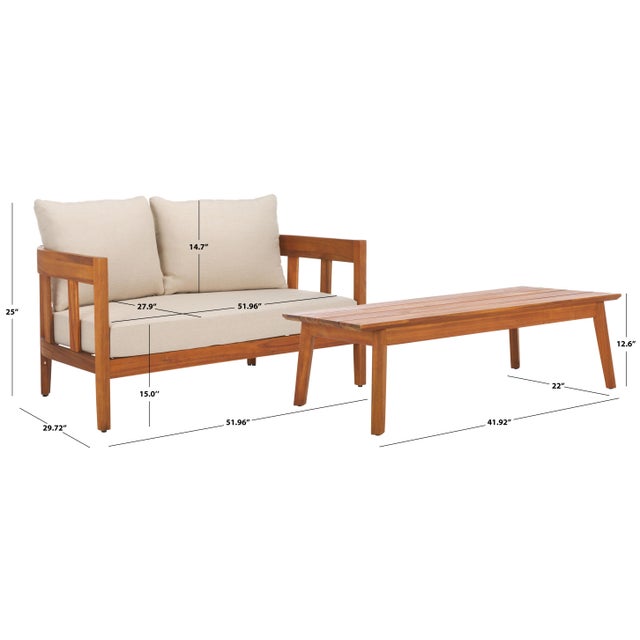 Mid-Century Modern Owen Loveseat + Table, Natural/Taupe For Sale - Image 3 of 9