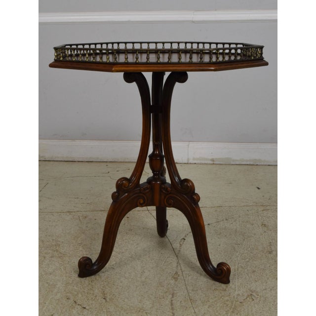 Age: Approx: 20 Years Old Details: Quality Construction Brass Gallery Quality Tooled Leather Top Georgian Carved Base w....