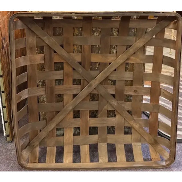 Mid-Century Modern Old Wood Tobacco Basket - Wall Hanging, Decorative Object For Sale - Image 3 of 6