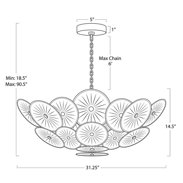 Holly Glass Disc Chandelier, Clear For Sale In Detroit - Image 6 of 7