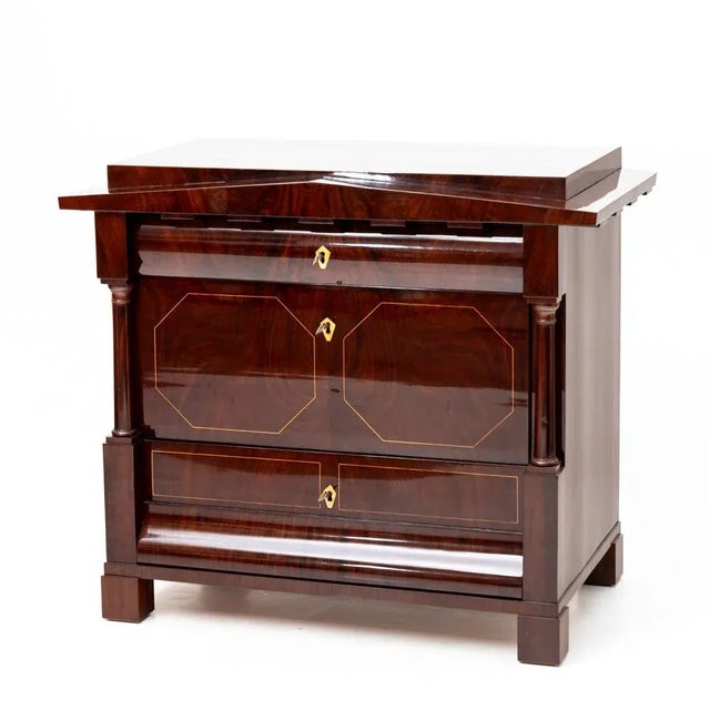 Biedermeier Chest of Drawers with Trumeau Mirror For Sale - Image 3 of 8