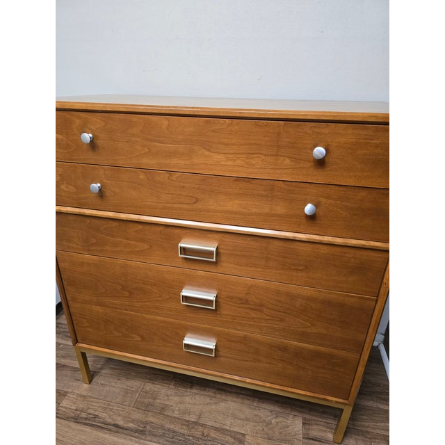Kipp Stewart Drexel MCM Mid-Century Cherry “Sun Coast” Tall Dresser / Highboy Designed by Kipp & Stewart For Sale - Image 4 of 10