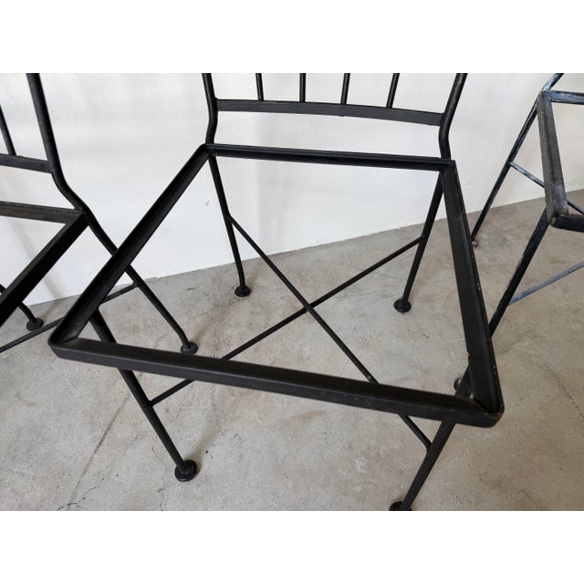 1970s Vintage Black Painted Metal Outdoor Garden Dining Chairs – Set of 4 For Sale - Image 11 of 12