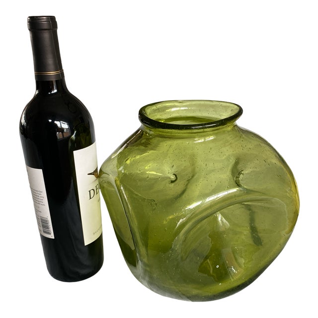 Green art glass vase with Blenko attribution by Winslow Anderson, who was the design lead for Blenko and later Lenox...