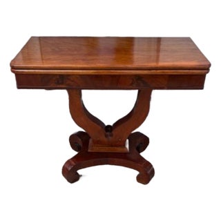 Antique American Solid Mahogany Game Card Table, 19th Century For Sale