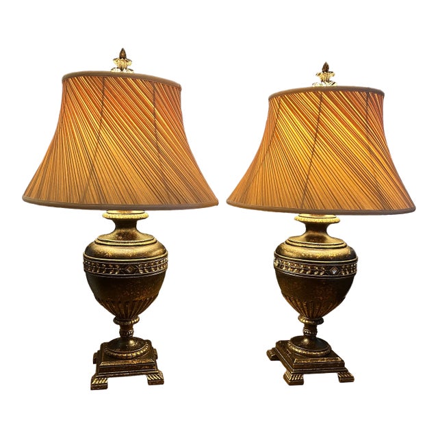 Beautiful Statement Piece-1990’s Fine Art Lamps Handcrafted Lighting “Castile” Urn Table Lamps For Sale