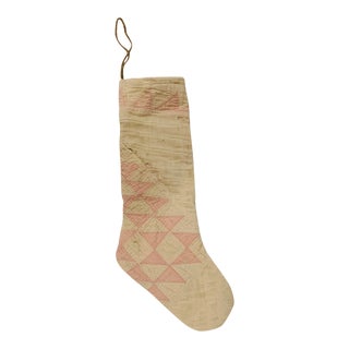 Handmade Christmas Stocking Sewn of Textiles For Sale