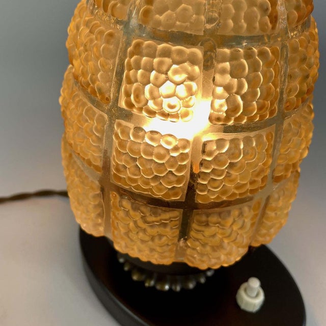 Amber Glass and Burnished Brass Table Lamp, Sweden, 1930s For Sale - Image 6 of 18