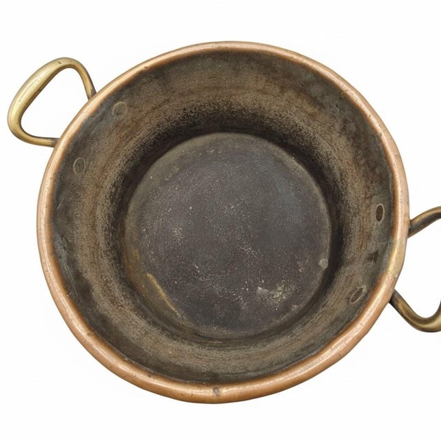 Antique Hand-Wrought Copper Stock Pot W/ Brass Handles — French, C. 1900 For Sale - Image 6 of 10