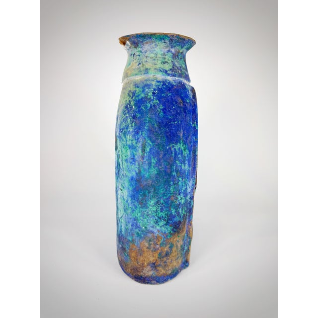 1960s Large Hand-Built Painted Clay Vase With Swan Relief, Mid-Century Studio Art Pottery For Sale - Image 9 of 12