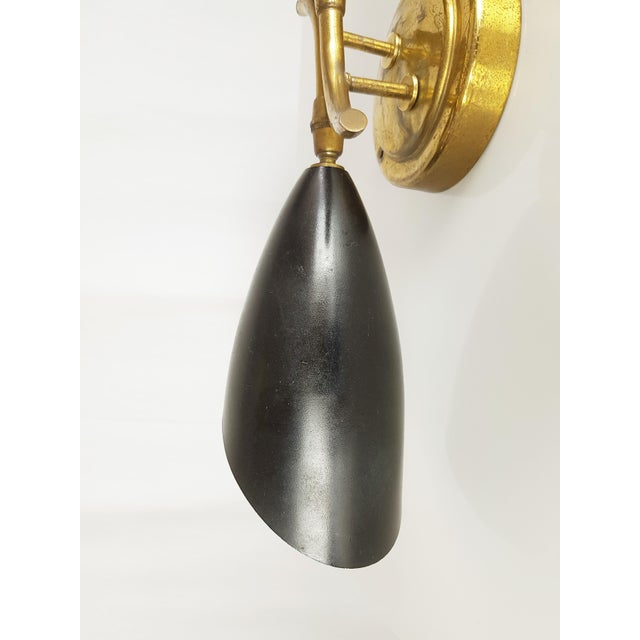1950s Italian Adjustable Brass, Black & White Metal Sconce, 1950s For Sale - Image 5 of 8