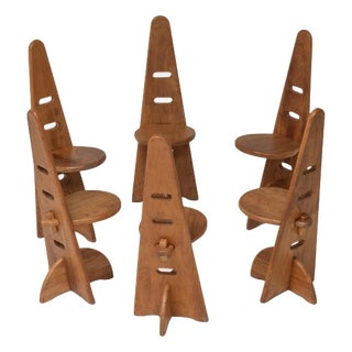 Chairs with Adjustable Seating Height in the style of Gijs Boelaars, 1973, Set of 6 For Sale
