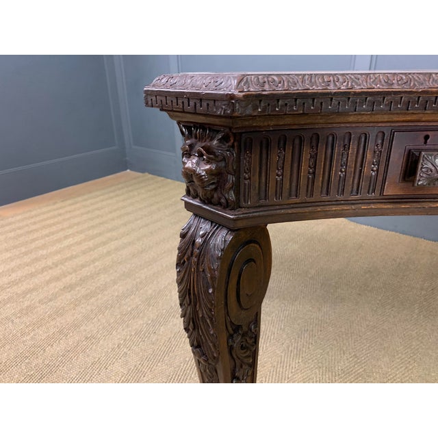 Carved Mahogany Writing Table in the style of Thomas Chippnedale, 1900 For Sale - Image 6 of 18