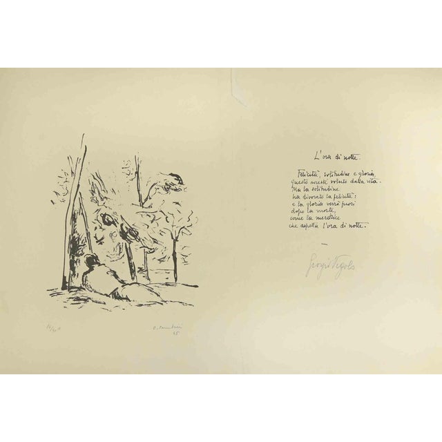 Orfeo Tamburi, Night Time, Lithograph, 1945 For Sale