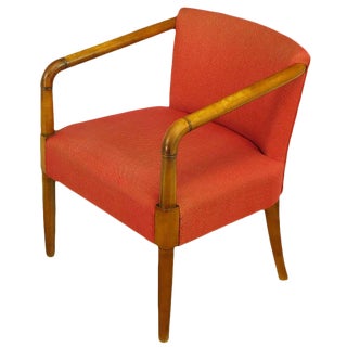 Mahogany & Crimson Upholstered Slope-Arm Desk Chair For Sale