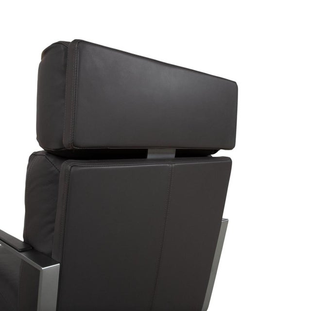 Set of Armchair and Ottoman in Black Leather from Rolf Benz For Sale - Image 11 of 18