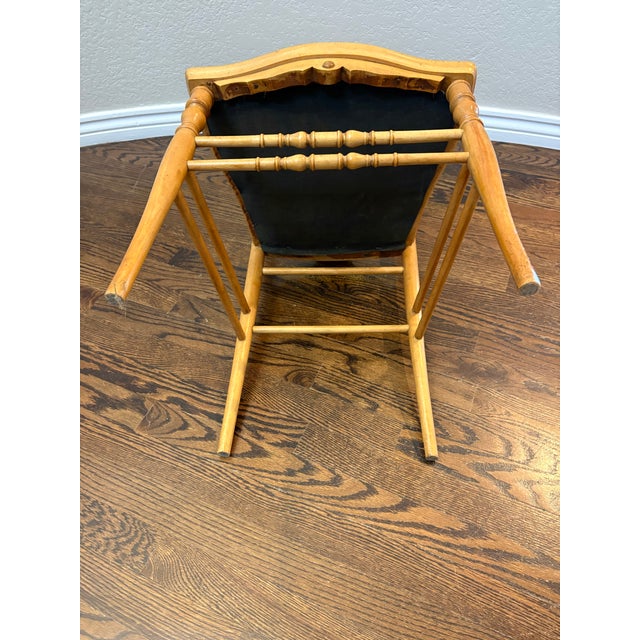 Tan Antique Bird’s-Eye Maple Side Chair With Lyre Back & Hand Needlepoint Floral Seat, C. 1900 For Sale - Image 8 of 10
